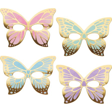 CREATIVE CONVERTING Golden Butterfly Paper Masks, 7.5"x5.25", 48PK 355776